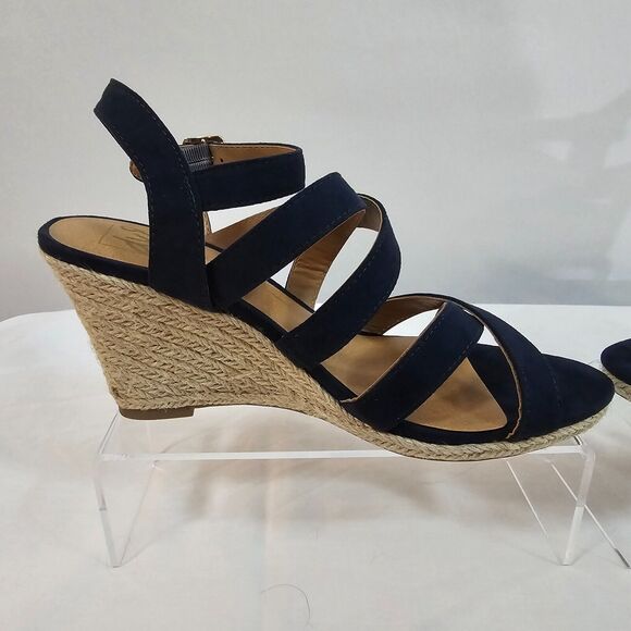 Dulce Vita Sandals Women's 8 dV8 Wedge 3" Heel Open Toe Buckle Black & Tan - Picture 9 of 13